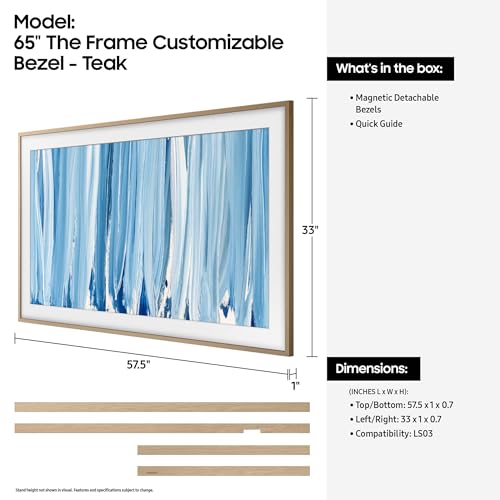 Image of Samsung 65 inch The Frame Customizable Bezel (2026 Model), Magnetic, Easy Installation, VG-SCFH65TKBZA, Modern Teak