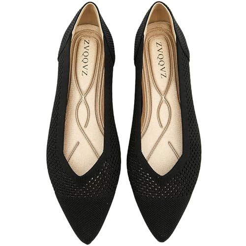 Ballet Flats Shoes for Women Knit Mesh Flats Shoes Womens Dressy Comfortable Pointed Toe Washable Slip On Flat