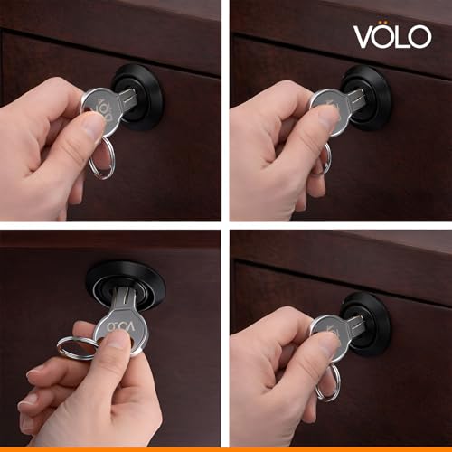 Image of Volo 25mm Furniture Cupboard Deadbolt - Single Control Security for Drawer, Cabinet, Wardrobe and Almirah, Matt Black Finish for Home and Office