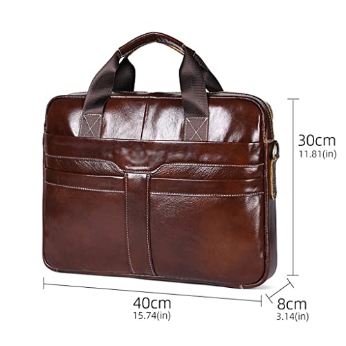 Computer Bag Leather Men's Briefcase Business Briefcase Retro Head Layer Cowhide Slanting Handheld (D)3