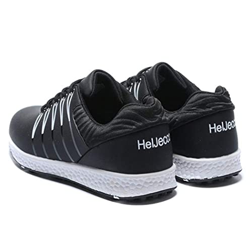 WJFGGXHK Mens Golf Shoes, Spikeless Golf Shoe Waterproof Lightweight Golf Sport Shoe Casual Walking Sneakers,Black,38 EU