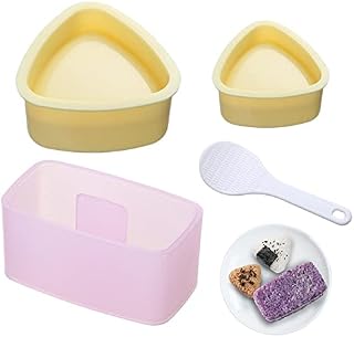 LIUCONGBD 4PCS Non Stick Rice Ball Sushi Maker, Triangle Onigiri Mould Bento Presses Mold, Sushi Making Kit with Small Rice Paddle, Onigiri Maker for Kids Lunch Bento DIY
