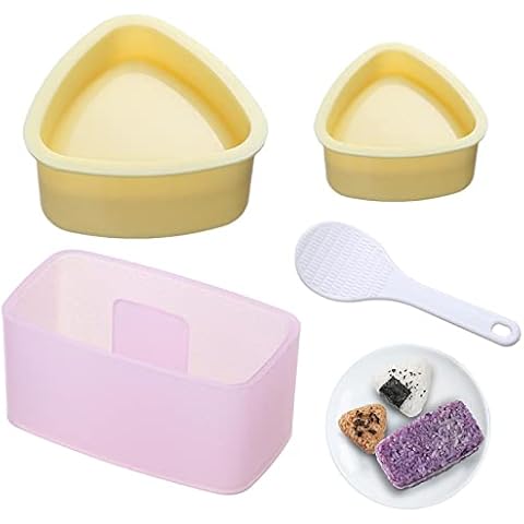 4PCS Non Stick Rice Ball Sushi Maker, LIUCONGBD Triangle Onigiri Mould Bento Presses Mold, Sushi Making Kit with Small Rice Paddle, Onigiri Maker for Kids Lunch Bento DIY Cover