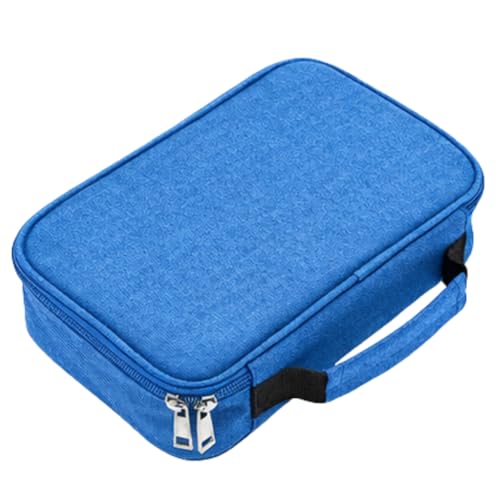 Estojo Escolar Box Organizador Grande com 72 Divisórias – Porta Canetas, Lápis e Acessórios com Alça – Multifuncional para Escola, Faculdade e Escritório Masculino e Feminino Premium Azul