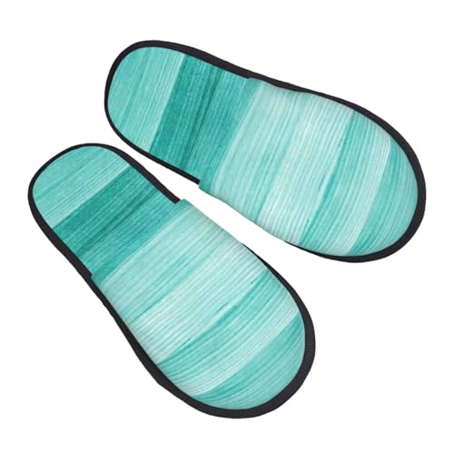 Teal Turquoise Print Women Slippers Home Furry Shoes Keep Men Couples Shoes Warm For Women-2
