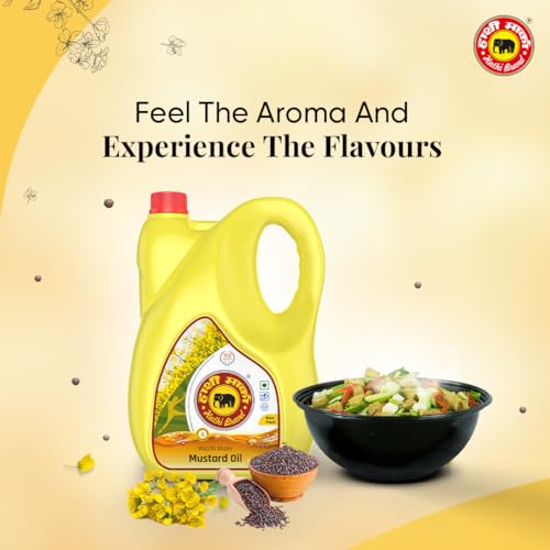 Image of Elephant Brand Hathi Marka Kacchi Ghani Mustard Oil - Ideal for cooking food, pickles, massages Jar (2 Ltr)