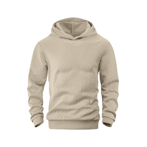 Mens Fashion Pullover Hoodies Casaul Loose Long Sleeve Jacquard Textured Hooded Sweatshirts Autumn Winter Clothes2