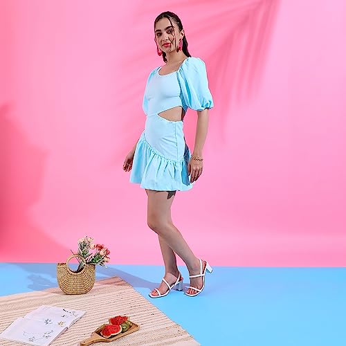 Image of PINACOLADA Women's Solid Dress for Casual Wear | Regular Sleeve | Quality Stretchable Fabric | Dress Crafted with Enhanced Stretch and Comfort Fit for Everyday Wear
