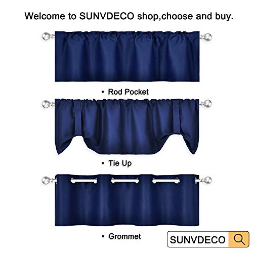 image for DECOVSUN Solid Grommet Top Valance for Kitchen Blackout Curtain Valanc