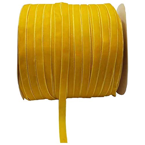 Image of 10 Yards Velvet Ribbon Spool (Yellow, 3 /8 inch)