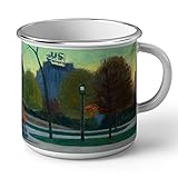 Taza esmaltada de metal Central Park pintura realista Edward Hopper Estados Unidos Nueva York