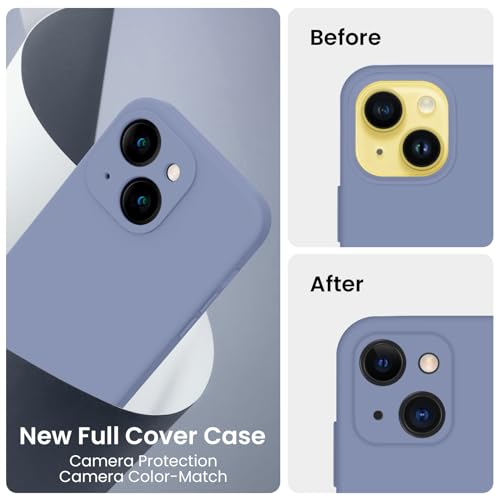 Image of FireNova Designed for iPhone 14 Case, Silicone Upgraded [Camera Protection] Phone Case, Soft Anti-Scratch Microfiber Lining Inside, 6.1 inch, Lavender Gray