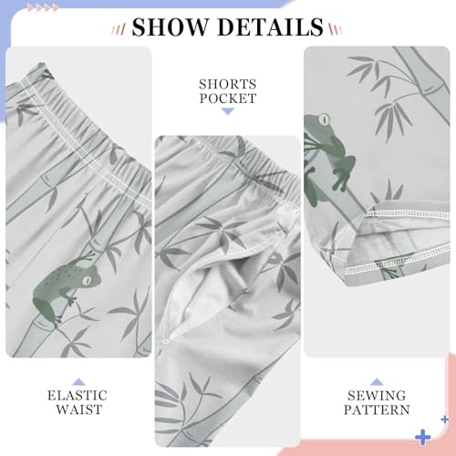 Boys' Pants Playful Frogs Hiding Forest Gray Long Bottoms Jogger Pants Elastic Waist Trousers with Pockets S-XL4