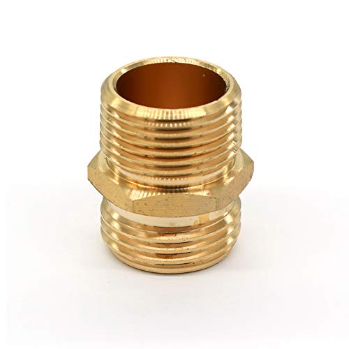 Geshaten 3/4” Ght Male X 3/4” Npt Male Connector, Brass Garden Hose Fitting, Adapter, Industrial Metal Brass Garden Hose To Pipe Fittings Connect (2 Pack) #TOP1
