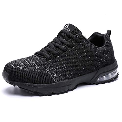Kuako Femmes Baskets Fitness Compétition Entraînement Gym Respirant Multisports Athlétique Air Coussin Chaussures de Course, Noir, 35 EU