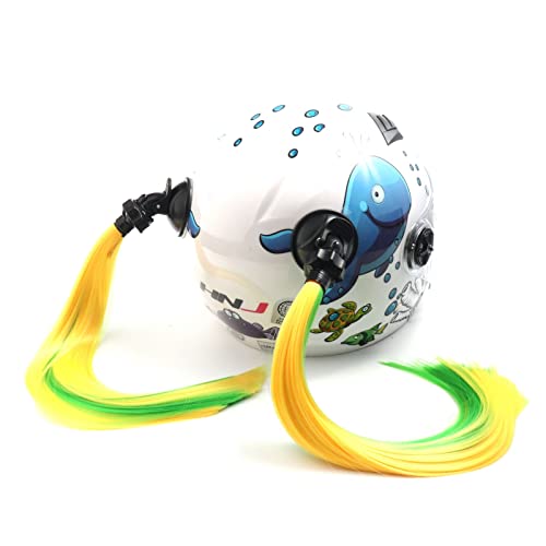 Queue de cheval pour casque de moto et motocross, perruque de glisse urbaine jaune et verte