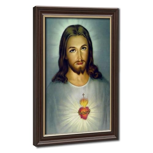 Tableau Sacré-Cœur de Jésus en impression sur toile premium avec cadre 40x61 cm