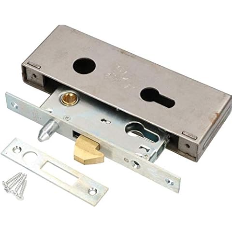 KOTARBAU® Hook Sliding Door Mortice Lock 72/30 with Guide Bolt Door Latch Lock Box, Galvanised Corrosion Resistant Strike Plate Cover