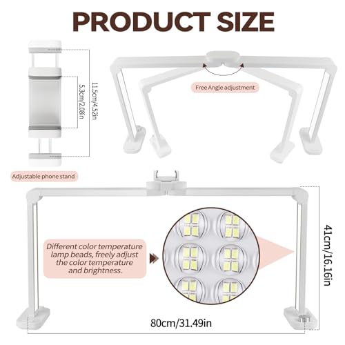 EBANKU Lâmpada Nail Tech para mesa, dobrável branca grande