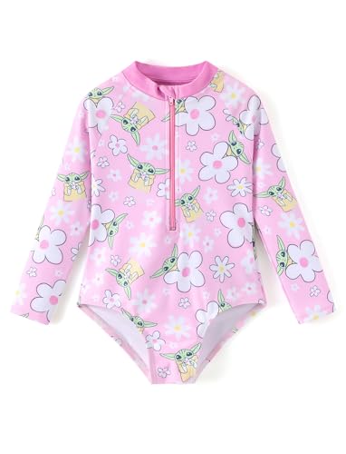 Image of Disney Frozen Stitch Princess Minnie Mouse Girls Swimsuit Long Sleeve Rashguard UPF 50 One Piece Bathing Suit Size 3M-13Y