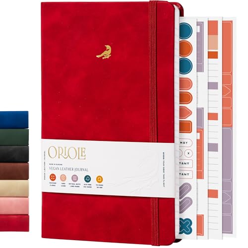 Oriole Vegan Leather Ruled Notebook - Cherry Red | 176