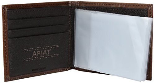Ariat Men's Tonal Brown Floral Inlay Trifold Leather Wallet, Compact, One Size #TOP3