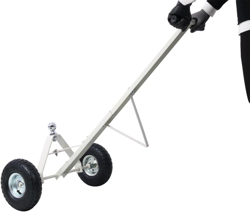 Heavy-Duty Trailer Dolly for Boats & Utility Trailers up to 600 lb Capacity – Pneumatic 10″ Wheels, 44″ Lever Handle & 1-7/8″ Hitch Ball for Effortless Maneuvering (Gray + Steel)