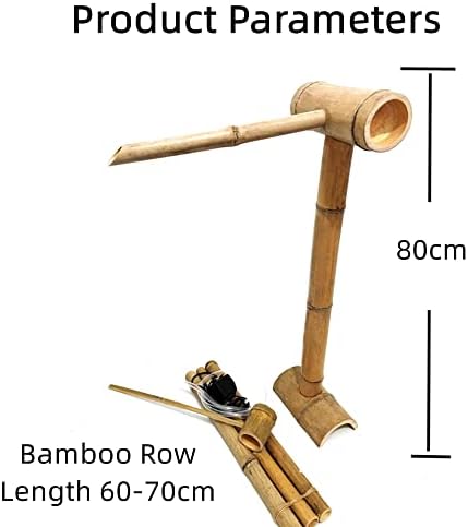 Outdoor Water Fountain Solar Powered, Indoor or Outdoor Bamboo Fountain with Pump & Bamboo Rafts & Bamboo Ladles, 6w Solar Panel, Water Filter, 2m Water Tube,80cm