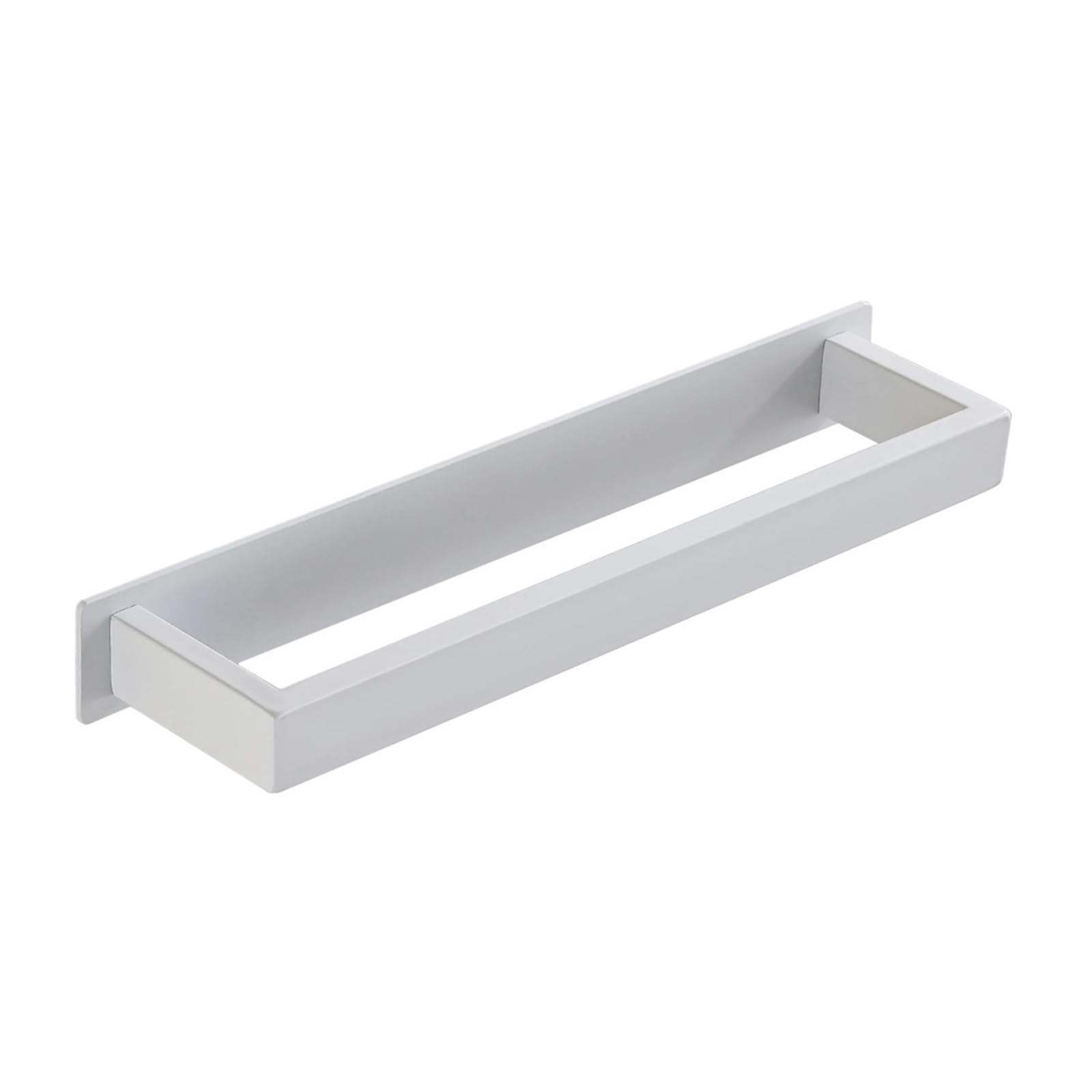 Self-Adhesive Bathroom Towel Rack Stainless Steel White Kitchen Hanger Holder Toilet Square Bar No Drill 30/40/50cm Easy Maintenance(White 30cm)