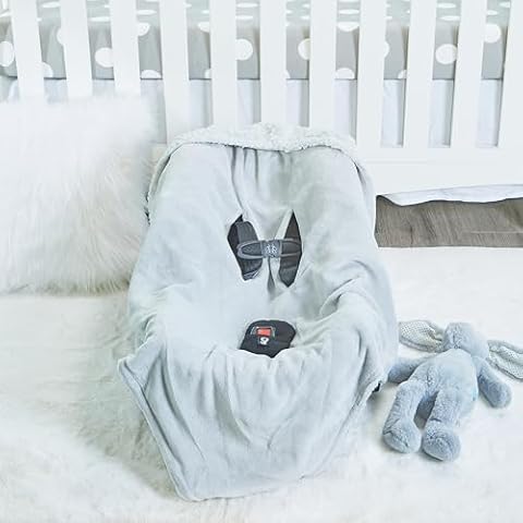 EVERYDAY KIDS Unisex Grey Baby Car Seat Blanket for Baby and Toddler Boys and Girls Baby Bunting Swaddle Wrap Blanket for Interior Car Seat; Cover Baby and Keep Car Seat Clean Cover