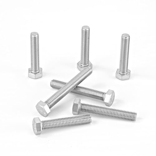 Image of M8 x 40mm 45mm 50mm 55mm 60mm Heavy Duty Hexagon Bolts Hex Head Screws, 304 Stainless Steel, Machine Fully Thread, Metric, Bright Finish, Assortment Kit 20PCS