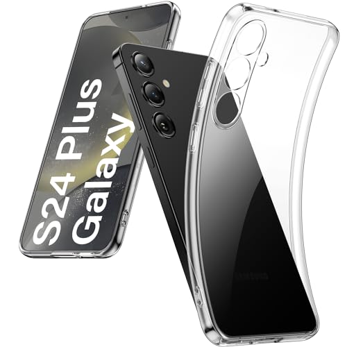 DOSMUNG Funda para Samsung Galaxy S24 Plus (6.7"), Suave Carcasa Antigolpes y Anti- Arañazos, Protección a Bordes y Cámara, Transparente