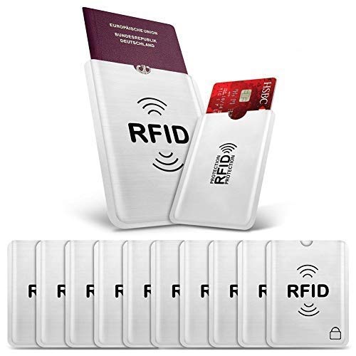 Preisvergleich Produktbild hellomagic 10 Stück RFID Schutzhüllen NFC Schutz Kreditkartenhülle für Personalausweis, EC Bankkarten, Datenschutz