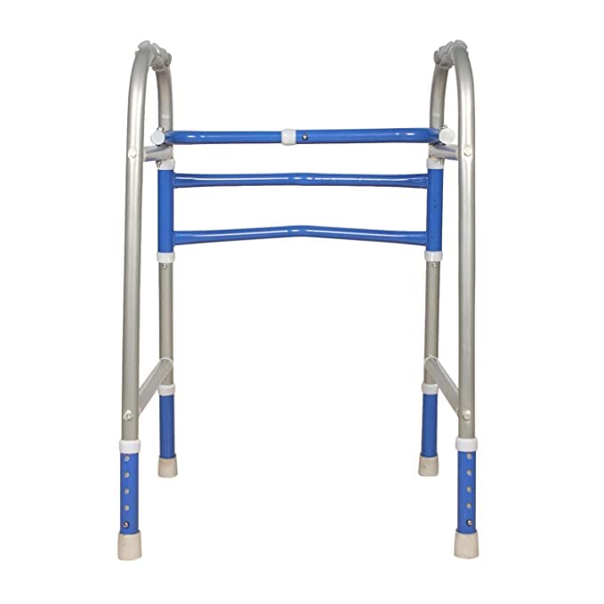Kgn Surgical Portable Light Weight Height Adjustable Foldable Walker (WS 93) for Men Women Adults Patients & Old Age People (BLUE WALKER COMBO) Made in India