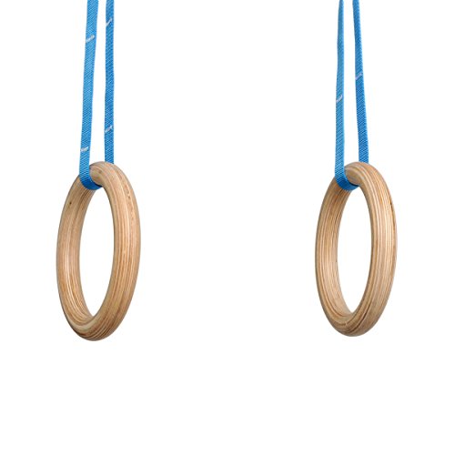 Ultimate Body Press Wood Gymnastic Rings with Upgraded Easy Thread Buckles and Indexed Straps, 1.25-Inch