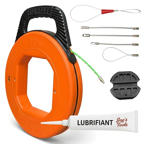 Jag's Tools Aiguille Tire-Fil 40m x 4mm avec Gel Lubrifiant | Passe-Câble Électricien Renforcé pour Gaines Haute Résistance