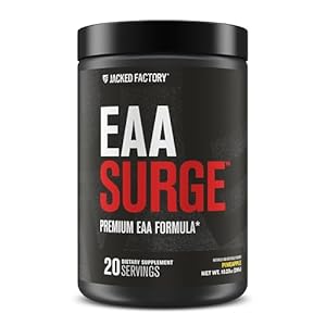 Jacked Factory EAA Surge Essential Amino Acids Powder – EAAS & BCAA Intra Workout Supplement w/L-Citrulline, Taurine, & More for Muscle Building, Strength, Endurance, Recovery – Pineapple, 20sv
