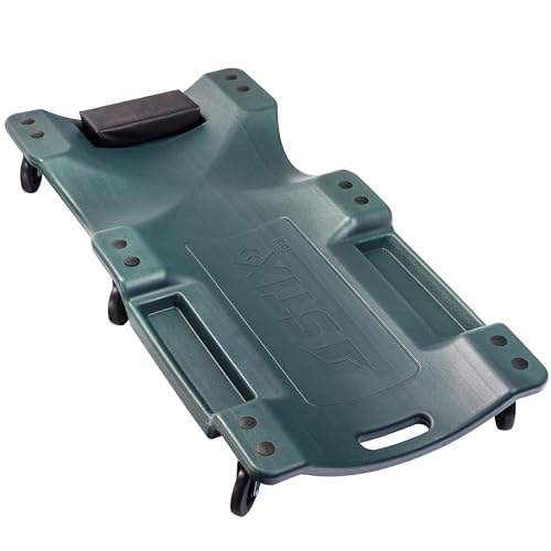 Stix verkstad-rullbräda KFZ verkstad rullstol 101 cm, monteringssäng verkstadssoffa, lastkapacitet 150 kg med nackstöd 6 rullar verktygshyllor