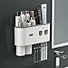Akiimy Presse-Dentifrice Automatique Double Porte-Brosse à Dents Mural 6 emplacements pour brosses à Dents Rangement Salle de Bain (Gris)