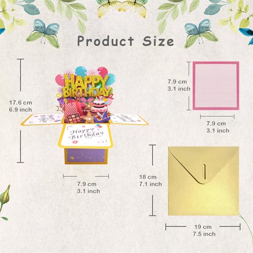 funny happy birthday pop up card sweet 3d birthday gift box for adults and kids with envelopes unique handmade foldable celebration cards for daughter son mom dad friend