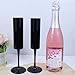 Ahongwenxi 12 Pcs Halloween Black Champagne Flute 6 OZ Acrylic Champagne Flutes Plastic Tall Stemmed Glasses, Unbreakable Goblet Glasses for Wedding Anniversary Christmas Birthday Party (Black)