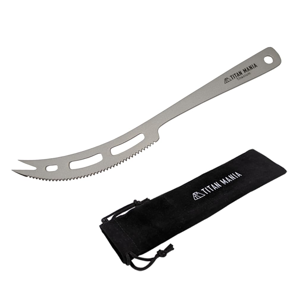 TITAN MANIA Titanium Meat Knife, Ultra Lightweight Table Knife, Fork, Mini Fork, Camping, Outdoor, BBQ, Solo Camping, Cooking Utensils, Camping Equipment, Includes Storage Bag : Sports & Outdoors