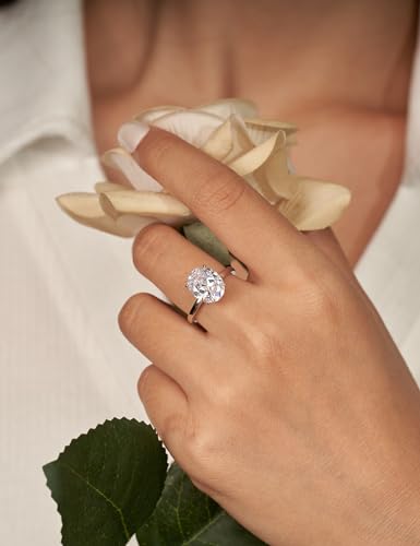 3.5CT Oval Solitaire Engagement Ring, Women's Engagement Rings, 925 Sterling Silver Fake Diamond Ring Cubic Zirconia Engagement Ring18K White Gold Plated Oval Rings for Women4