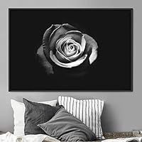 Framed Canvas Wall Art Rose Bohemian Dark Dramatic Floral Multicolor Petal Photography Portrait - 16x24 inches