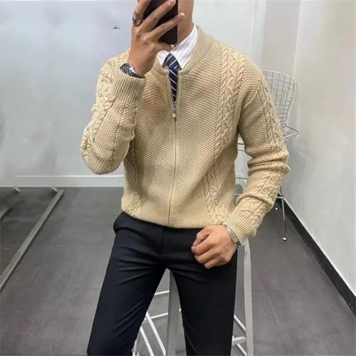 Men's Zipper Knitted Cardigan Twisted Sweater Jacket2
