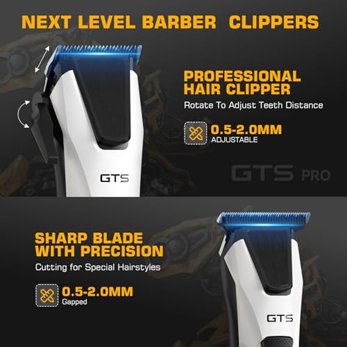 Image of Professional Hair Clippers for Men, Professional Barber Clippers and Trimmer Set, Mens Cordless Hair Clipper for Barbers Haircut Kit Fade White