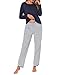 Demegimi Schlafanzug Damen Lang Zweiteiliger Pyjama Set Loungewear Sleepwear Hausanzug Soft mit Gestreifte S-XXL
