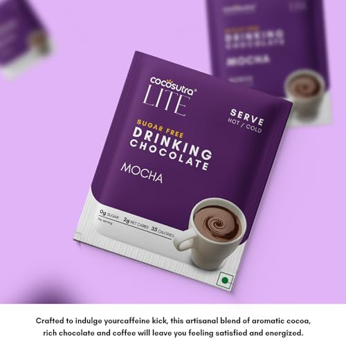 Image of Cocosutra LITE Sugar Free Drinking Chocolate | Swiss Vanilla & Mocha | Hot or Cold | Low Carb, Low Calorie | Stevia & Erythritol Based | Ready in 2 Minutes | 20g Each