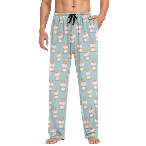 Laprad Men's Pajama Pants Lounge Comfy Pjs Bottoms Cute Hamster Soft Sleep Pant with Pockets