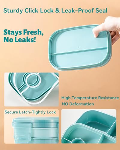 Hemompito Bento Box, 3-Layer, 8-Compartment Lunch Containers with Utensils, 64 oz, Food-Grade PP5, Leakproof Silicone Seal, Microwave & Dishwasher Safe, Lunch Box for Office, Picnics & More - image 3